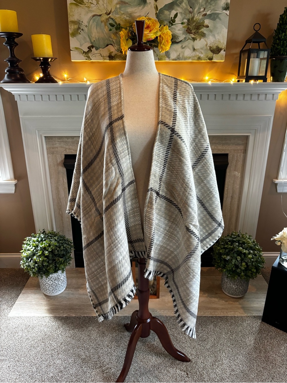*NEW* Chico’s Reversible Plaid Ruana Covering - “One Size”